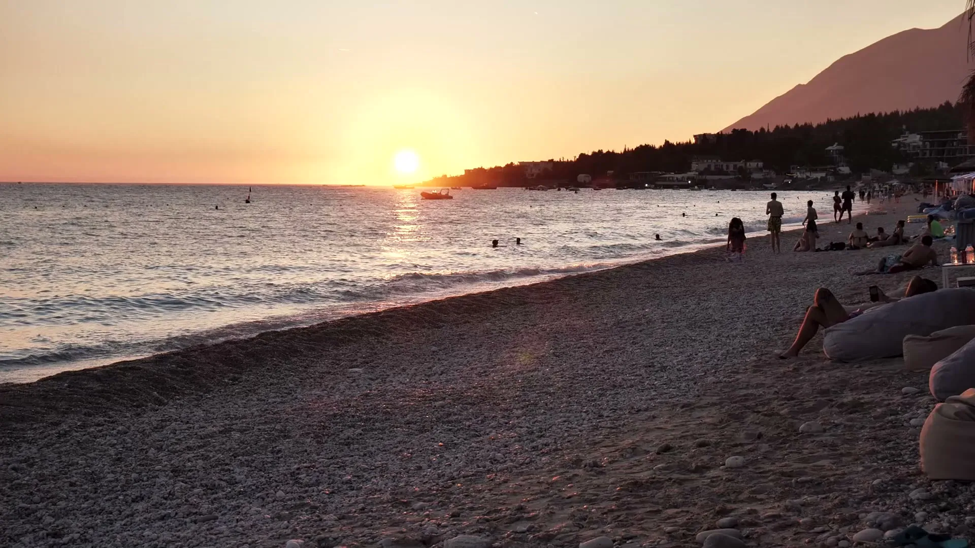 Sunset over the beach at Dhërmi